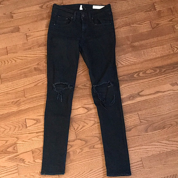 Rag & bone black ripped skinny Jean - Picture 1 of 6